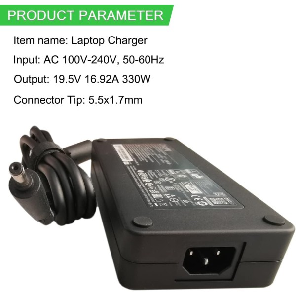 Incarcator Laptop Gaming, Acer, Nitro 16 AN16-41, AN16-42, KP.3300H.001, A20-330P1A, 19.5V, 16.92A, 330W, mufa 5.5x1.7mm
