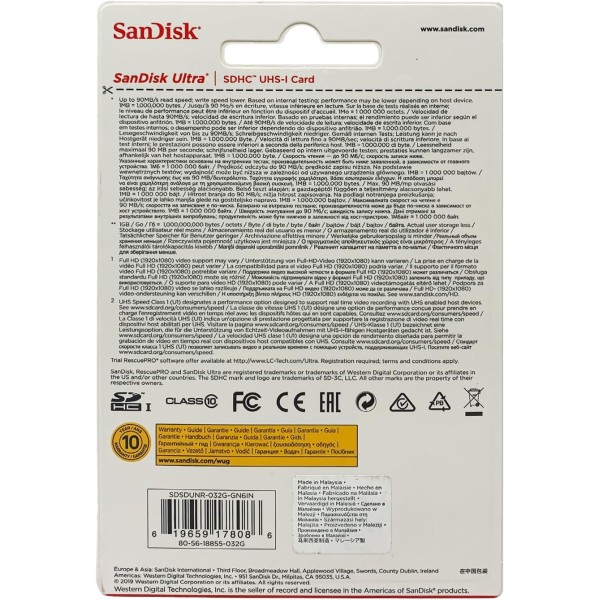 Card de Memorie SanDisk Ultra 32GB SDHC, 90MB/s, Model SSDSDUNR-032G-GN6IN