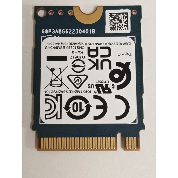 Solid State Drive (SSD) Laptop Kioxia, KBG60ZNS1T02, 1TB, PCIe Gen 4 x4, M.2 format 2230, 08F62M, 6000MB/S, 5300MB/S