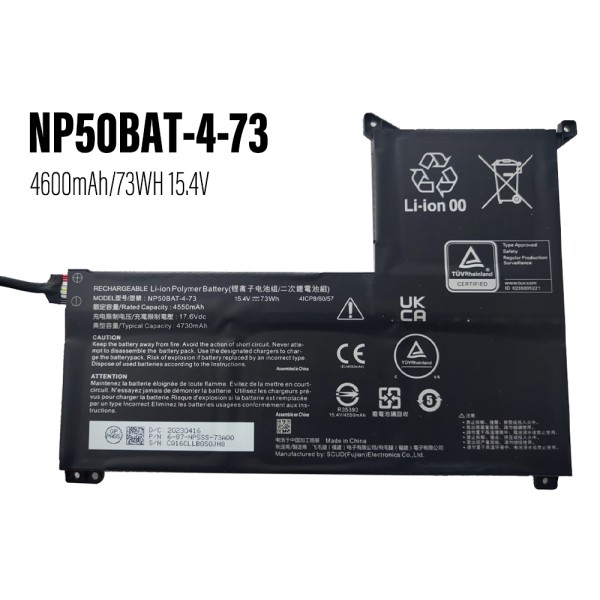 Baterie Laptop, Clevo NP50SNE, NP50BAT-4-73, 15.4V, 4600mAh, 73Wh