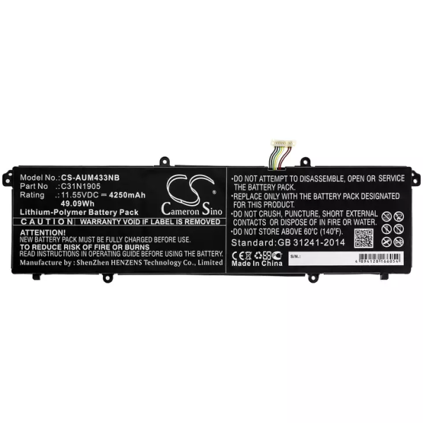 Baterie compatibila Laptop, Asus, VivoBook Ultra K14 KM413U, KM413UA, 0B200-03580000, CS-AUM433NB, C31N1905, 11.55V, 4250mAh, 49.09Wh