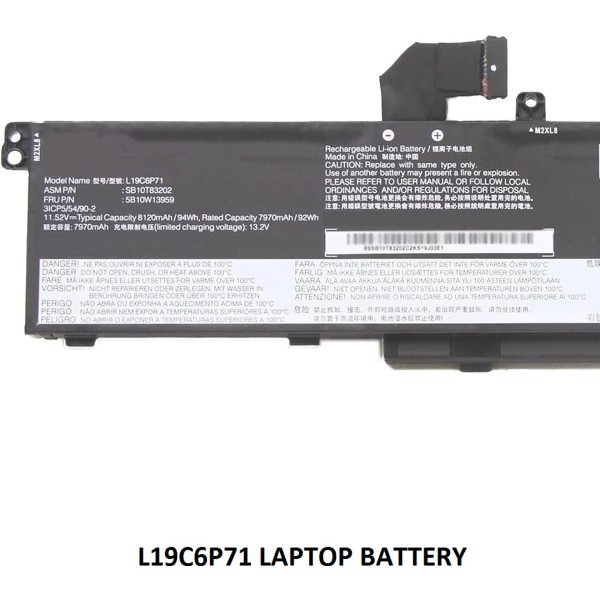 Baterie compatibila Laptop, Lenovo, ThinkPad P15 Gen 2 Type 20YQ, 20YR, 5B10W13959, 3ICP5/54/90-2, L19C6P71, 11.52V, 7970mAh, 94Wh
