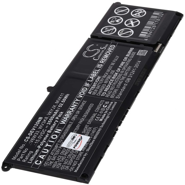 Baterie compatibila Laptop, Dell, Inspiron 14 5430, P171G, P171G001, CS-DEV135NB, V6W33, WV3K8, VKYJX, MVK11, 15V, 3500mAh, 52.50Wh