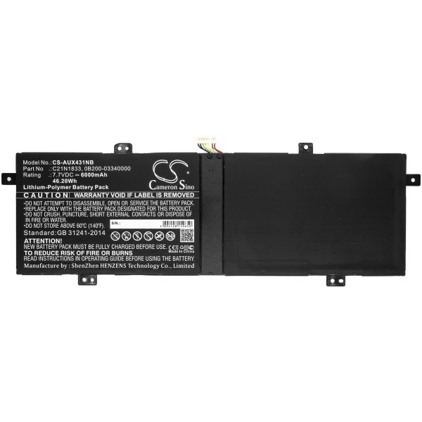 Baterie compatibila Laptop, Asus, ZenBook 14 UX431F, UX431FA, UX431FL, UX431FN, 0B200-03340100, 2ICP5/74/110, C21N1833, 7.7V, 6000mAh, 46.20Wh