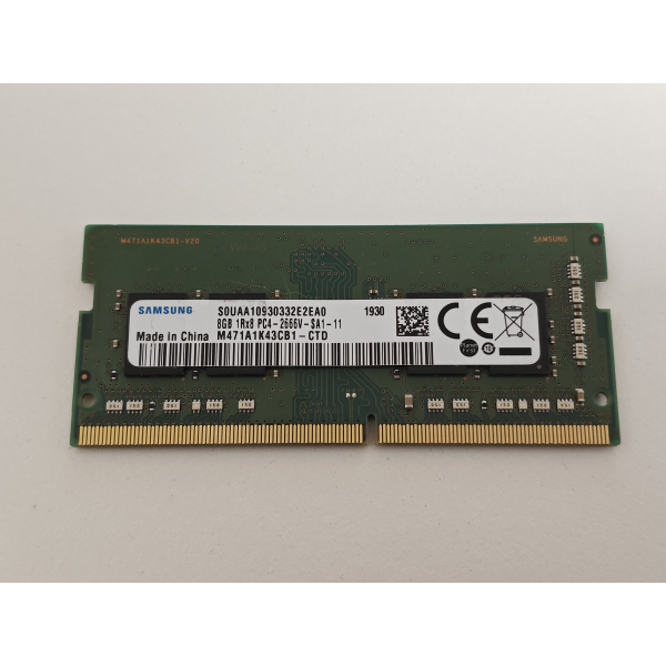 Memorie ram Laptop Samsung, 8GB, DDR4, 2666Mhz, 1Rx8, PC4-2666V, CL19, M471A1K43CB1-CTD, PC4-21300, 1.2V, non-ECC, Unbuffered, SODIMM, 260 pini