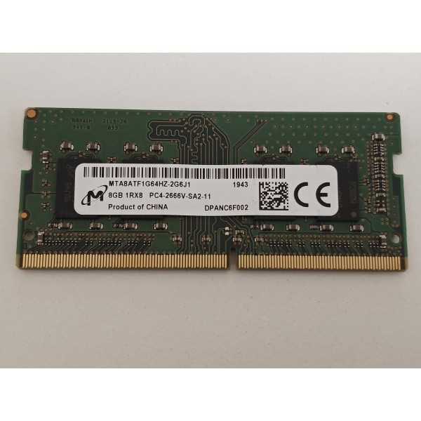 Memorie ram Laptop Micron, 8GB, DDR4, 2666Mhz, 1Rx8, PC4-2666V, CL19, MTA8ATF1G64HZ-2G6J1, PC4-21300, 1.2V, non-ECC, Unbuffered, SODIMM, 260 pini