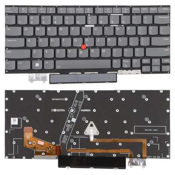 Tastatura Laptop, Lenovo, ThinkPad X1 Yoga 6th Type 20XY, 20Y0, iluminata, gri, layout US