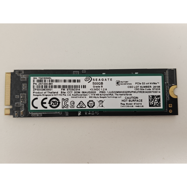 Solid State Drive (SSD) Seagate, 500GB, PCIe Gen 4.0 x 4, NVMe M.2, FireCuda 520, ZP500GM30002, 5000 MB/s, 2500 MB/s, Laptop/Desktop