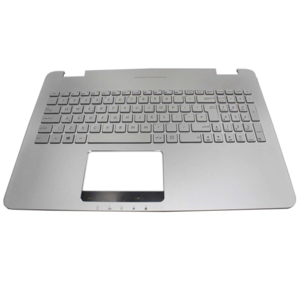 Carcasa superioara cu tastatura palmrest Laptop, ASUS, N551, N551JB, N551JM, N551JQ,N551JK, N551JX, NSK-UPPBC, 90NB0931-R31UK0, AM18300050SZCP1, 13NB05T1P1901X, 3807868700033, iluminata, argintie, layout UK
