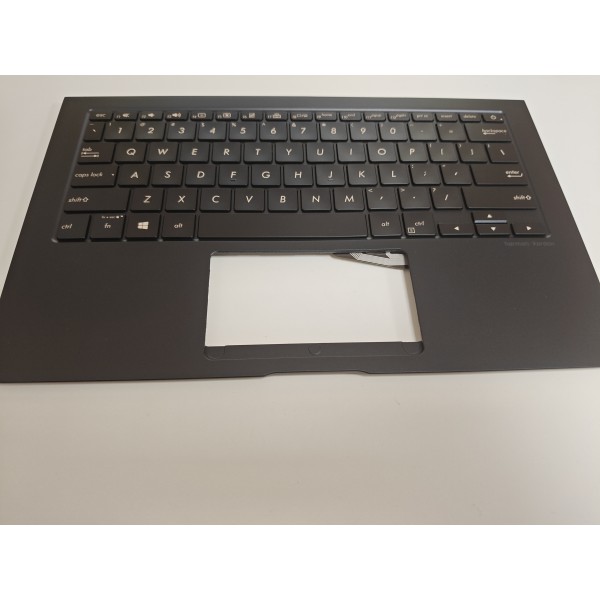 Carcasa superioara cu tastatura palmrest Laptop, Asus, ZenBook S UX391U, UX391UA, 90NB0D91-R31US0, 102-017H1LHD01C, 13N1-3V2US12, UX391UA-1A, iluminata, neagra, layout US