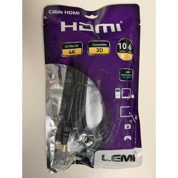 Cablu HDMI la HDMI 2.0 10m 4K Ultra HD HDR - LEMI