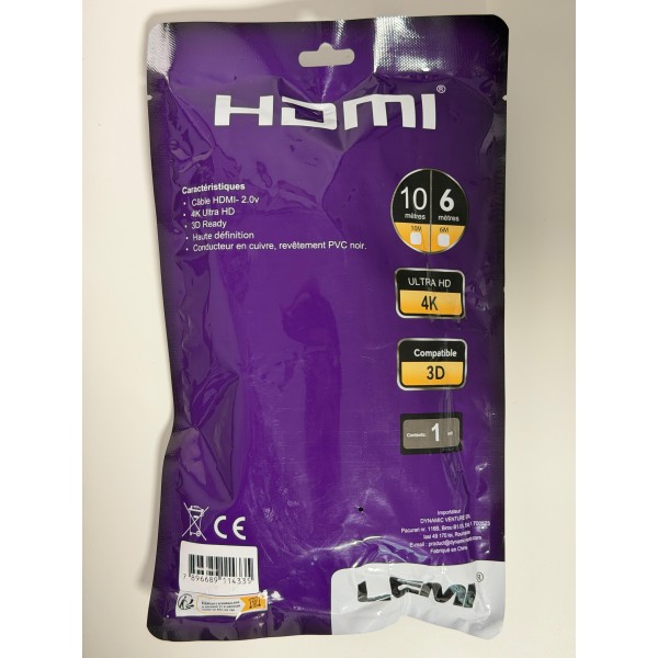 Cablu HDMI la HDMI 2.0 10m 4K Ultra HD HDR - LEMI