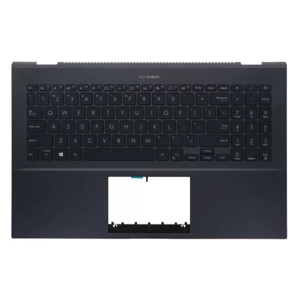 Carcasa superioara cu tastatura palmrest Laptop, Asus, ZenBook Pro 15 UM5500Q, UM5500QA, 90NB0RW1-R30UI0, 90NB0RW1-R30US0, 13NB0RW1P01011-1, 13NB0RW1AM0201, 33UJ7TAJN00, FAUJ008010, 13NB0RW1M06011, iluminata, neagra, layout US
