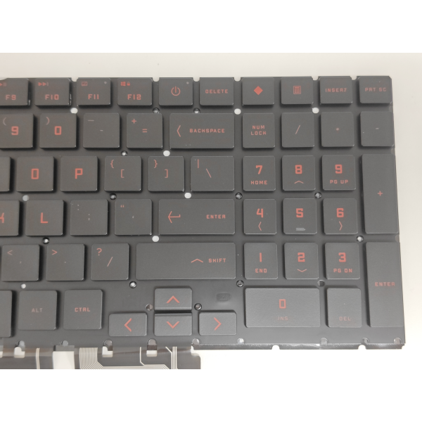 Tastatura Laptop Gaming, HP, OMEN 16-WD, 16T-WD, TPN-C168 iluminata, conector 4 pini, taste negre cu scris rosu, versiunea 2, layout US