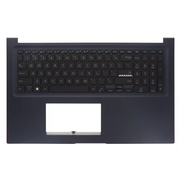 Carcasa superioara cu tastatura palmrest Laptop, Asus, VivoBook 17 X1704ZA-1B, 90NB10F2-R32UI0, 90NB10F2-R32US0, 13NB10F2P05012-3, 13N1-GZA0K31, 13NB10F0M010X1, X1704ZA-1B, iluminata, albastru inchis, layout US