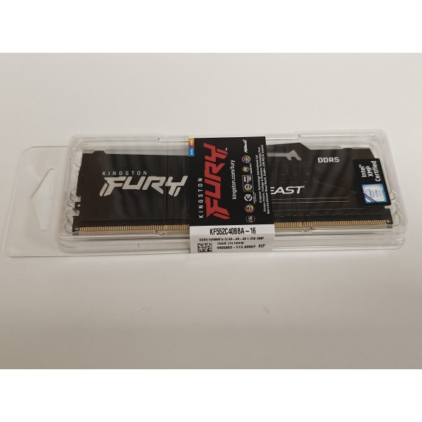 Memorie RAM PC Desktop, Kingston FURY Beast RGB, 16GB, 1Rx8, DDR5, PC5-41600, 5200MHz, 1.25V, KF552C40BBA-16, CL40, Non-ECC, UDIMM, 288 pini