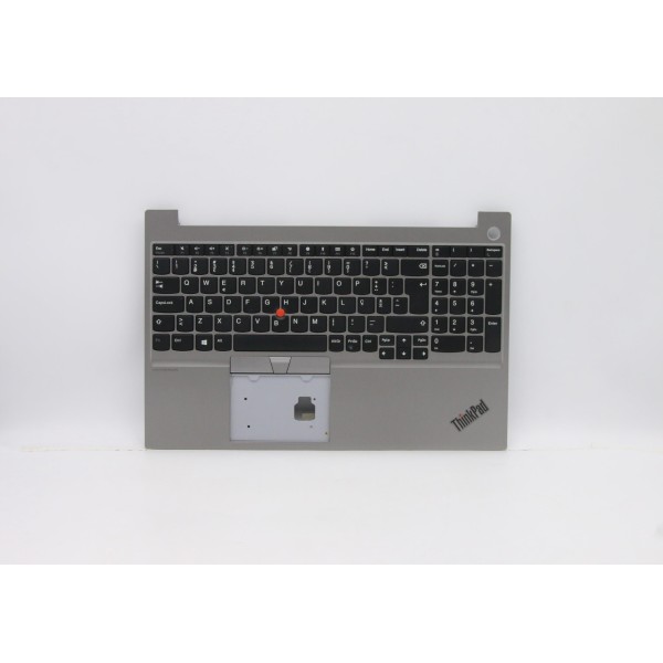 Carcasa superioara cu tastatura palmrest Laptop, Lenovo, Thinkpad E15 Gen 1 Type 20RD, 20RE, 5M10V16943,  AM1D6000610, AM1D6000A00, FA1D6000EX0, FE5A0, iluminata, argintie, layout UK
