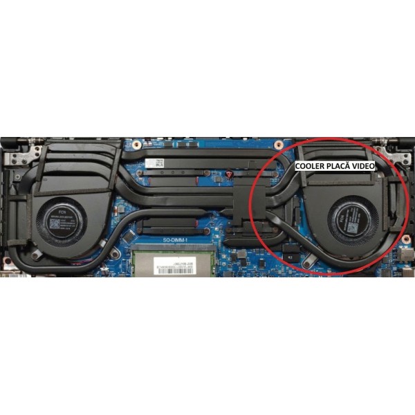 Cooler placa video Laptop Gaming, Asus, TUF A16 FA607P, FA607PI, FA607PV, FA607PU, 13NR0HW0M02011, DFSCK22D05883P-FS33, 6033B0131501, 12V, 1A, GPU