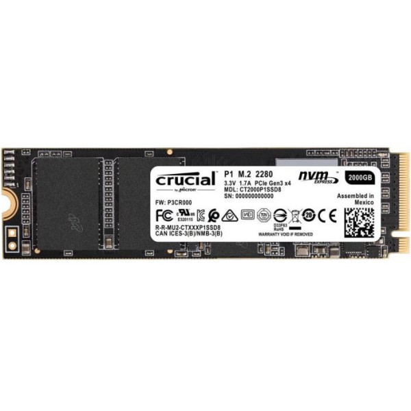 Solid State Drive SSD, Crucial, P1, 1TB, NVMe PCI Express 3.0 x4, M.2 2280, CT1000P1SSD8