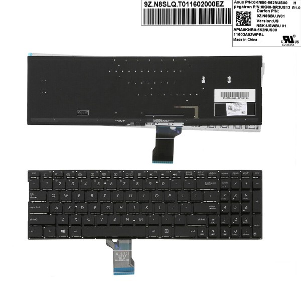 Tastatura Laptop, Asus, N501, N501J, N501JW, N501JM, N501VW, Q501, Q501L, Q501LA, N541, N541L, N541LA, cu iluminare, neagra, layout US