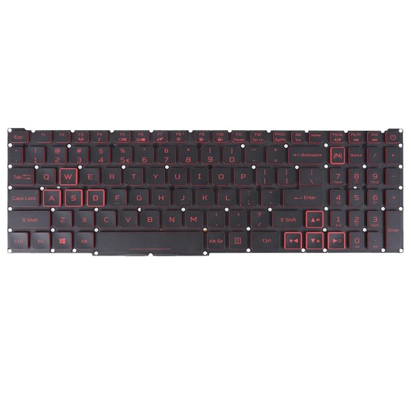Tastatura compatibila Laptop Gaming, Acer, Nitro V16 ANV16-71, iluminata, conector 4 pini, negru cu rosu, layout US
