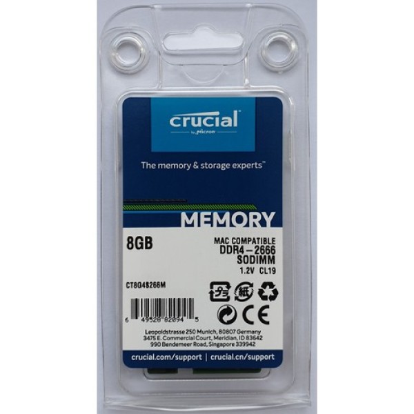 Memorie Laptop RAM Crucial SODIMM 8GB DDR4 2666Mhz 1.2V CL19 CT8G4S266M