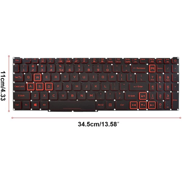 Tastatura Laptop Gaming, Acer, Predator Helios 300 PH315-53, iluminata, rosie, layout US